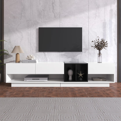 Tv-Meubel – Tv-Kast – Lowboard – Opbergkast – Mediameubel – Hoogglans Zwart-Wit – Compact Formaat – Duurzaam Spaanplaat