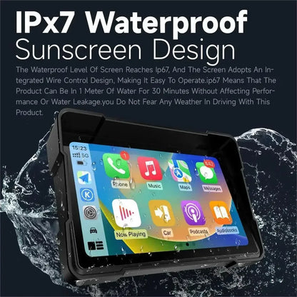 Motorfiets GPS – Motornavigatie – Navigatie – Motorhouder – Telefoonhouder – 5 Inch Touchscreen – Dual 1080P Camera’s Waterdicht IPX7