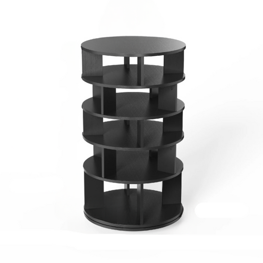 Draaibare Schoenenkast – Schoenenrek – Schoenendisplay – Schoenopberger – Organizer – 360° Draaibaar – Vijf Vakken – Stevig Hout - 60 x 60 91 cm - Zwart