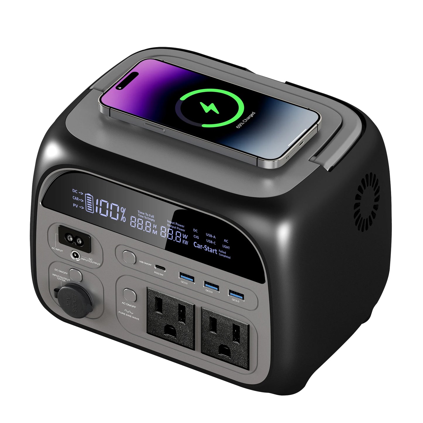 Draagbare Powerstation – Powerbank – Externe Batterij – Back-up Generator – Camping Accu – 500W Hoog Vermogen – 108.000mAh LiFePO4 Batterij - QUORE