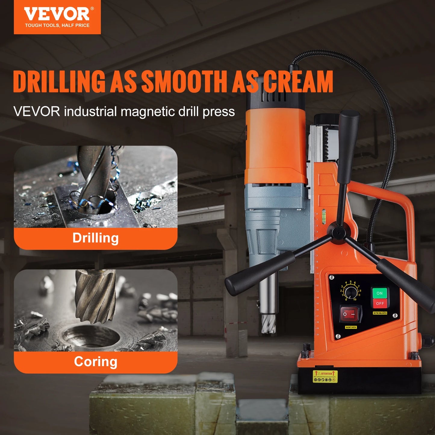 Drill - Magnetic Drill - Drill - 1550W 2” Drill Diameter - 13000N 500 RPM - with variable speed drill