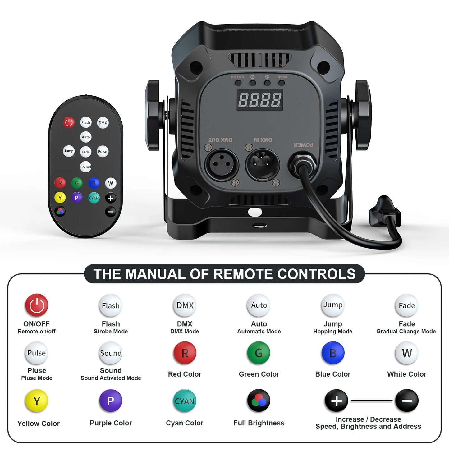 Professionele RGB LED Par Lights – DJ Verlichting – Stage Spots – Party Lampen – Club Lichtset – Set van 16 stuks EU Plug – 30W per unit – DMX & Afstandsbediening