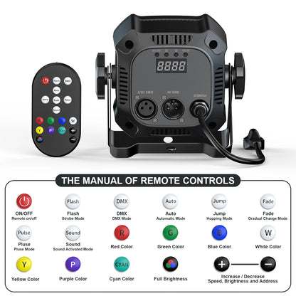 Professionele RGB LED Par Lights – DJ Verlichting – Stage Spots – Party Lampen – Club Lichtset – Set van 16 stuks EU Plug – 30W per unit – DMX & Afstandsbediening