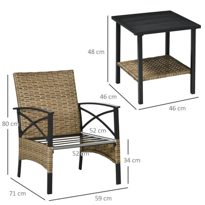 Tuinset – Buitenmeubelset – Fauteuilset – Balkonset – Terrasset – Stalen Frame – Kunstrotan Bekleding - QUORE
