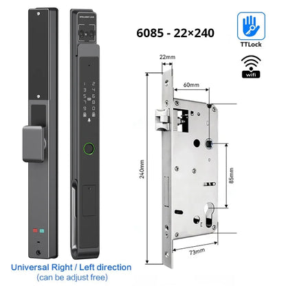 Slimme Deurslot – Elektronisch Slot – Toegangssysteem – Smart Lock – Digitale Deurslot – 11 Manieren Ontgrendelen – Weerbestendig IP66 - 6085 - 22X240 - QUORE