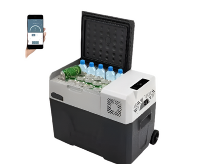Autokoelkast - Koelbox - Elektrische Koelbox - Compressorkoelkast  - 40L - 12V/24V - Draagbare - Mini Koelkast met Wielen en Uitschuifbaar Handvat - Kleine Koelkast met Diepvriesfunctie - Voor Auto, Caravan, Camping en Boot