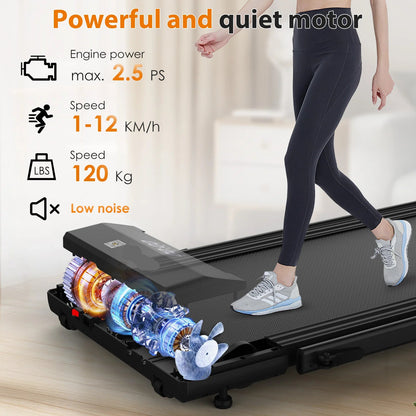 Motorloopband – Loopband – Fitnessband – Opvouwbare Loopband – Thuisfitness – Stil Motorvermogen – Compact Opvouwbaar Ontwerp - Zonder Leuningen - QUORE