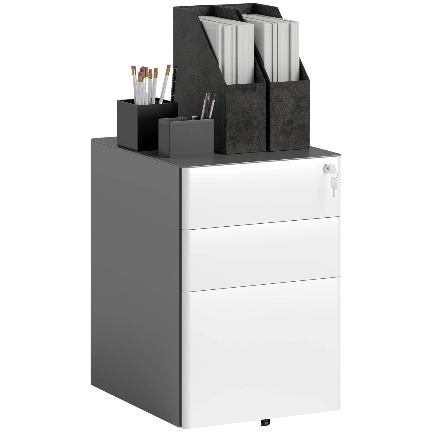 Ladecontainer – Bureaukast – Opbergkast – Verrijdbare Kast – Compact Formaat – Stalen Behuizing – Afsluitbare Laden