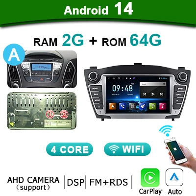 Autoradio – Auto Stereo – Multimedia Speler – 2DIN Navigatie – Bluetooth Radio – 7" Touchscreen – Android 14 – 2GB RAM 64GB Opslag – 4G LTE WiFi