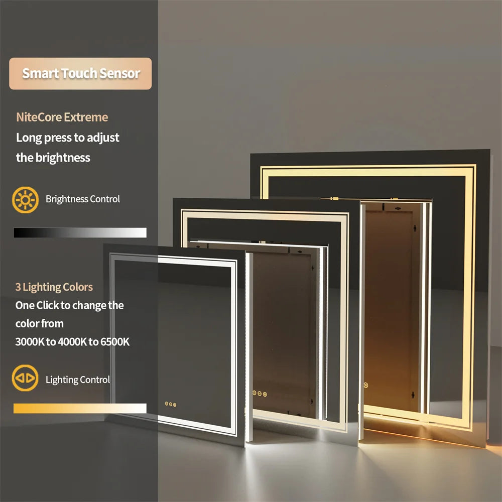 Verlichte Badkamerspiegel – Wandspiegel – LED Spiegel – Anti Condens Spiegel – 80 Cm – Touch Sensor – IP65 Waterbestendig