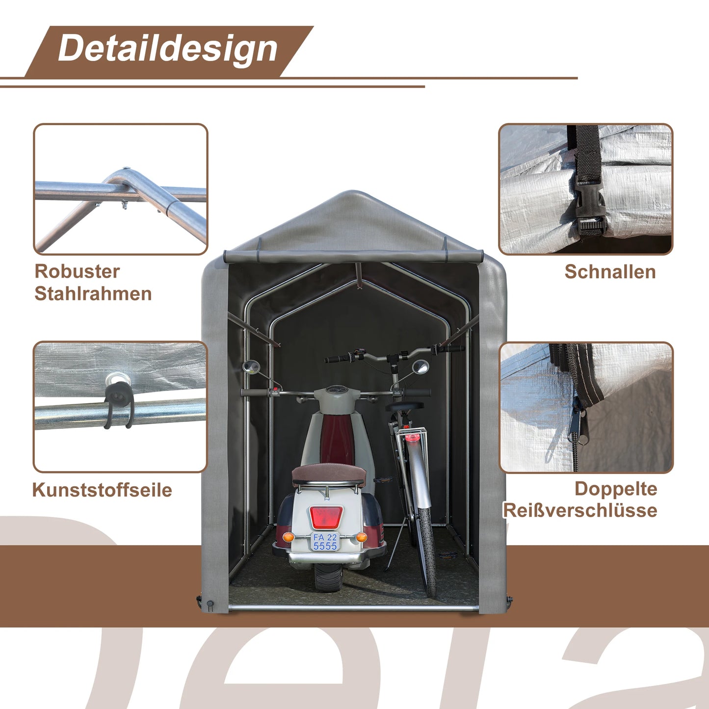 Berging Garage – Fietsenberging – Tuinkast – Opbergbox – Opbergruimte – Verzinkt Stalen Frame – Waterdichte Nylon Hoes