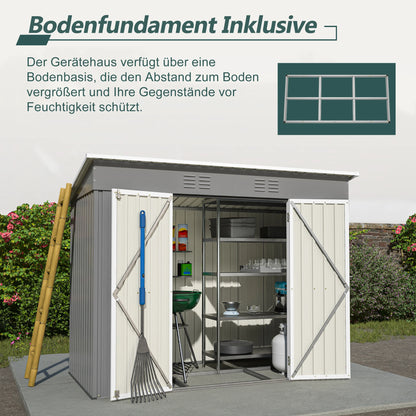 Opbergunit Tuinhuis Berging Tuinkast Tuinberging – 8x4FT – Gegalvaniseerd Staal – Waterdicht & Ventilatie