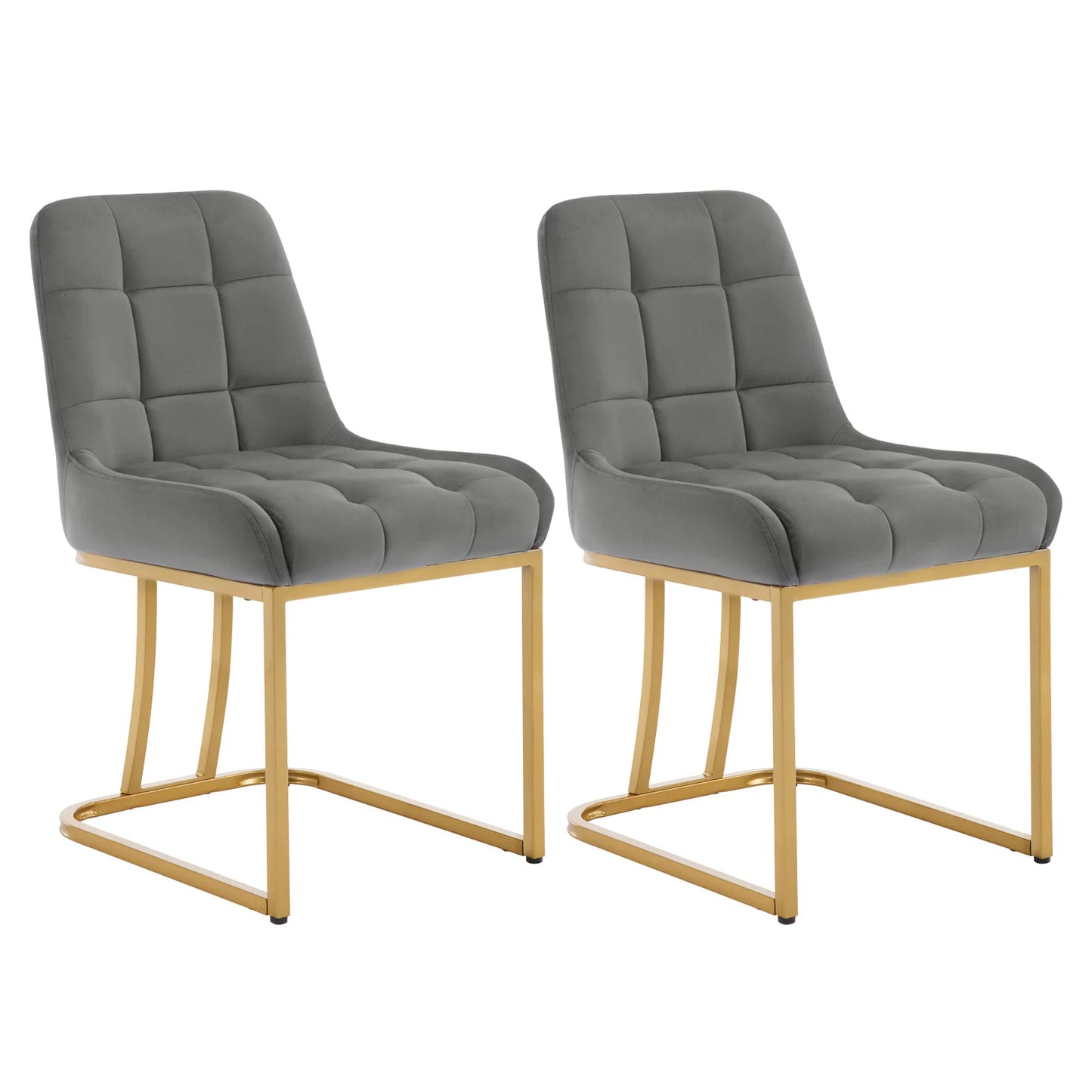 WOLTU 2PCS/Set Ergonomic Dining Chairs Velvet Upholstered Reading Make-up Chairs with Metal Frame for Kitchen Living Room