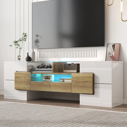 TV-kast – TV-meubel – TV-standaard – Mediameubel – Woonkamermeubel – Hoogglans Wit – LED-verlichting – Veel Opbergruimte – Duurzaam Houten Materiaal - QUORE