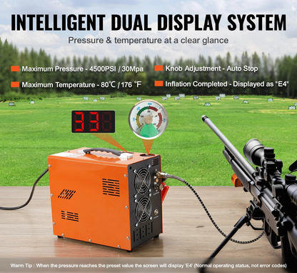 Luchtcompressor - Draagbare Luchtcompressor - Airpress Compressor - 300 bar - 4500Psi PCP - 30Mpa - 120V - 600W - met Ingebouwde Stroomconverter - QUORE