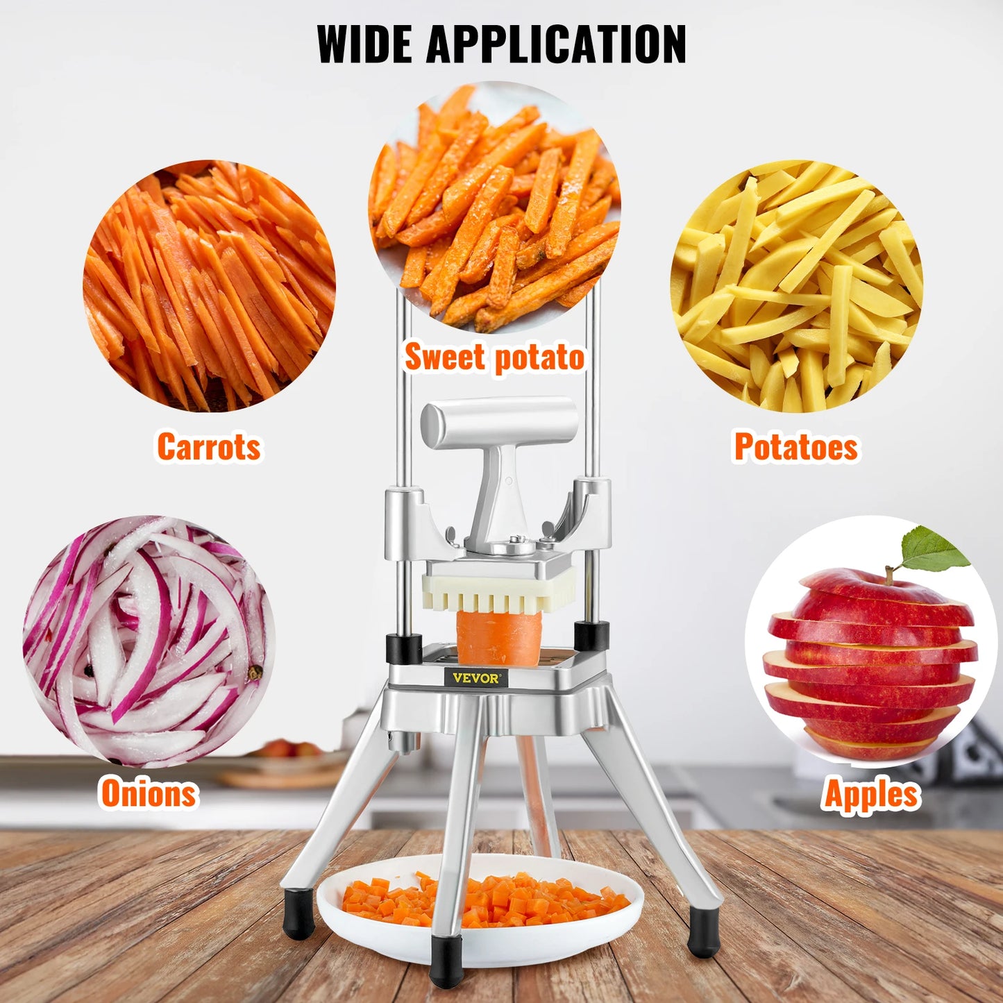 Groente- en fruitsnijder roestvrij staal - Snijmachine - Groentesnijder - Fruitsnijder - Mandoline - Hakmolen -  Groentesnijder Multifunctioneel - RVS Dicer – 3/8 & 1/4 Inch Snijbladen voor Keuken, Restaurant en Catering