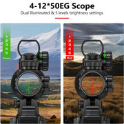 4-12x50 Scope Illuminated Rangefinder Reticle Rifle Holographic 4 Reticle Sight 20mm Red Grenn Laser For Hunting