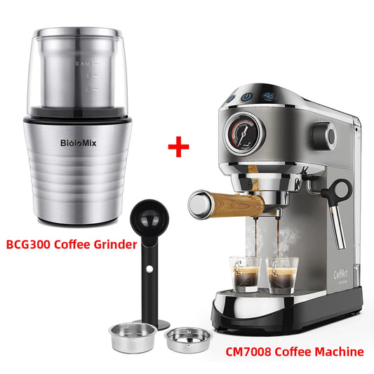 Coffee machine - Coffee maker &amp; grinder - Coffee machine capsule - Semi-automatic - Coffee machine - espresso machine - 20 Bar - 1.1 L - Silver 