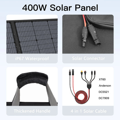 Draagbaar Zonnepaneel – Opvouwbaar Paneel – Zonne-energie – Camping Zonnepaneel – 400W Vermogen – Waterdicht IP67