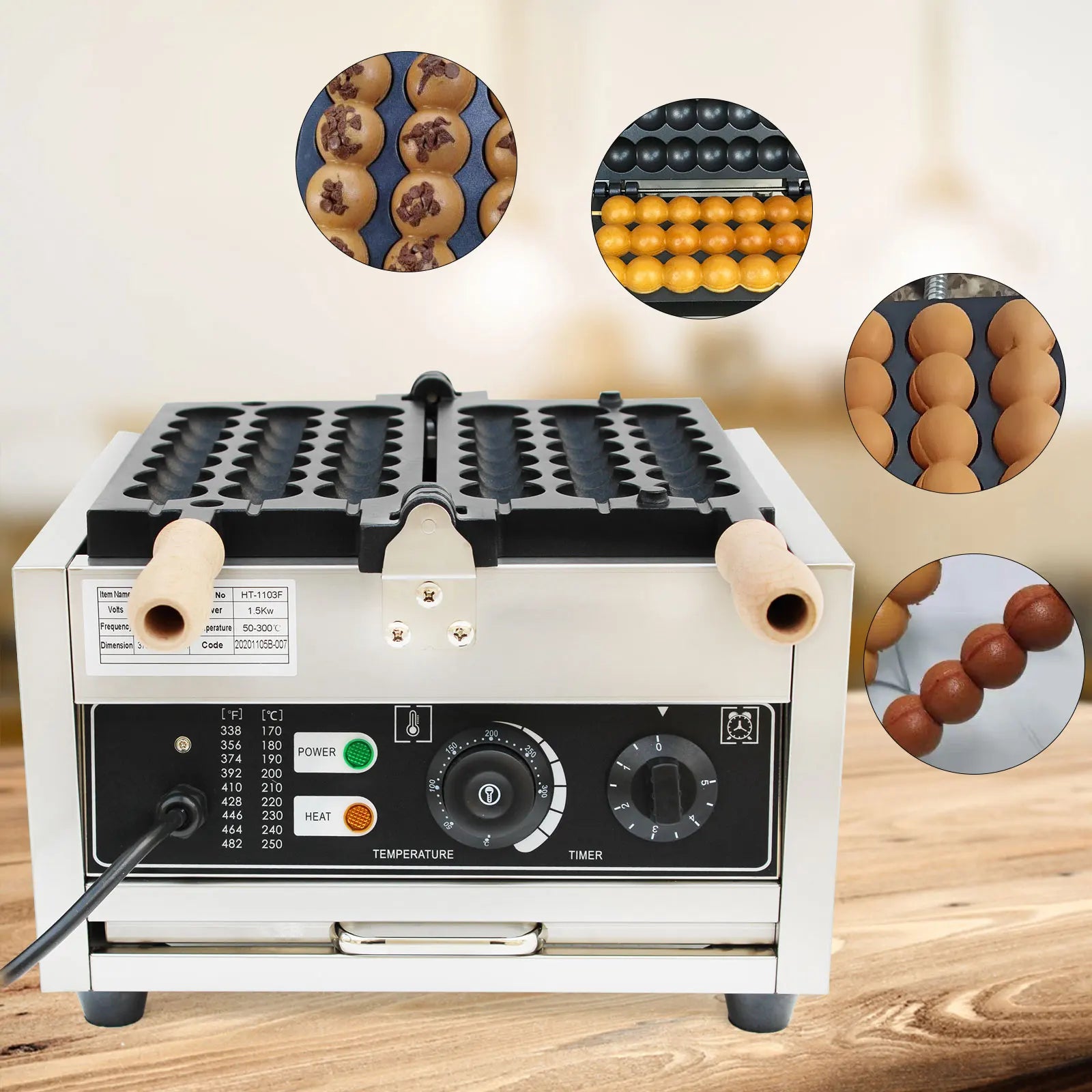 Commercial Nonstick Electric Waffle Bites Maker Bubble Waffle Ball Machine - QUORE