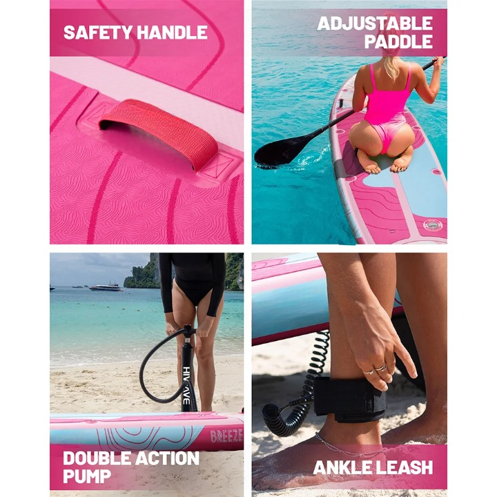 Opblaasbaar SUP-Board – Stand-Up Paddleboard – Sup – Peddelboard – Waterboard – 175 Kg Draagvermogen – Duurzaam PVC-Materiaal - Roze