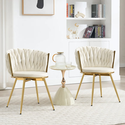 Draaibare Eetkamerstoelen – Comfortabele Stoelen – Velvet Bekleed – Metalen Frame – 360° Draaibaar – Stevige Rugleuning