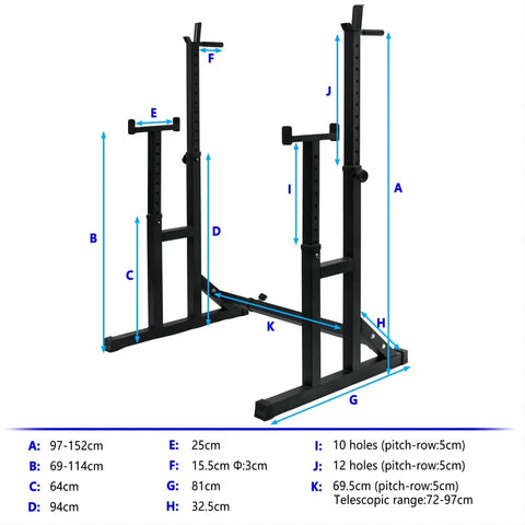 Adjustable Rack for WEIGHTS, SQUAT TRAINING, Disc Support, Free Shipping, 3 DAYS to Spain
