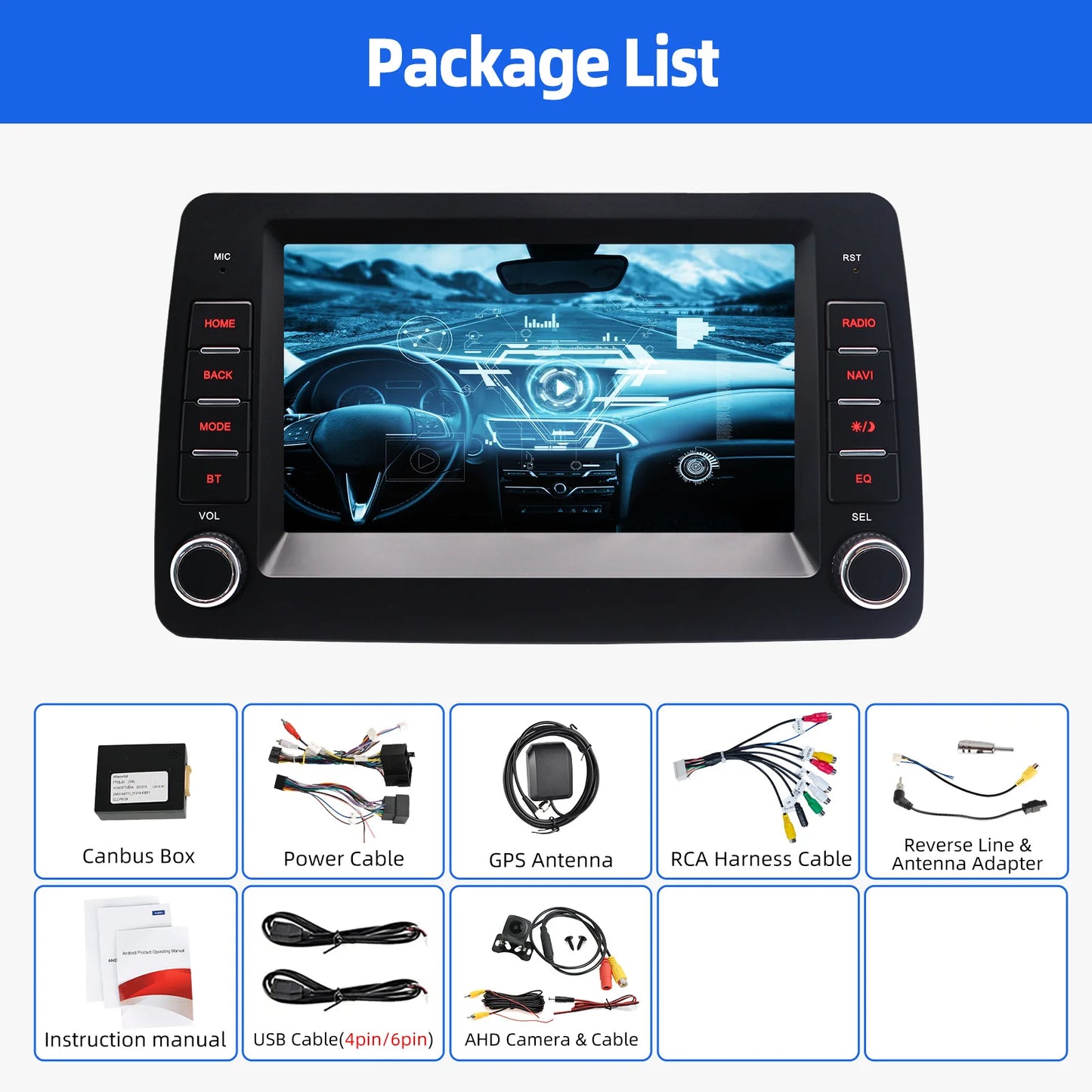 ESSGOO Android 14 Car Radio Carplay For Fiat Panda 2003-2012 GPS Navigation MP5 Player Bluetooth Car Stereo HD Touchscreen - QUORE