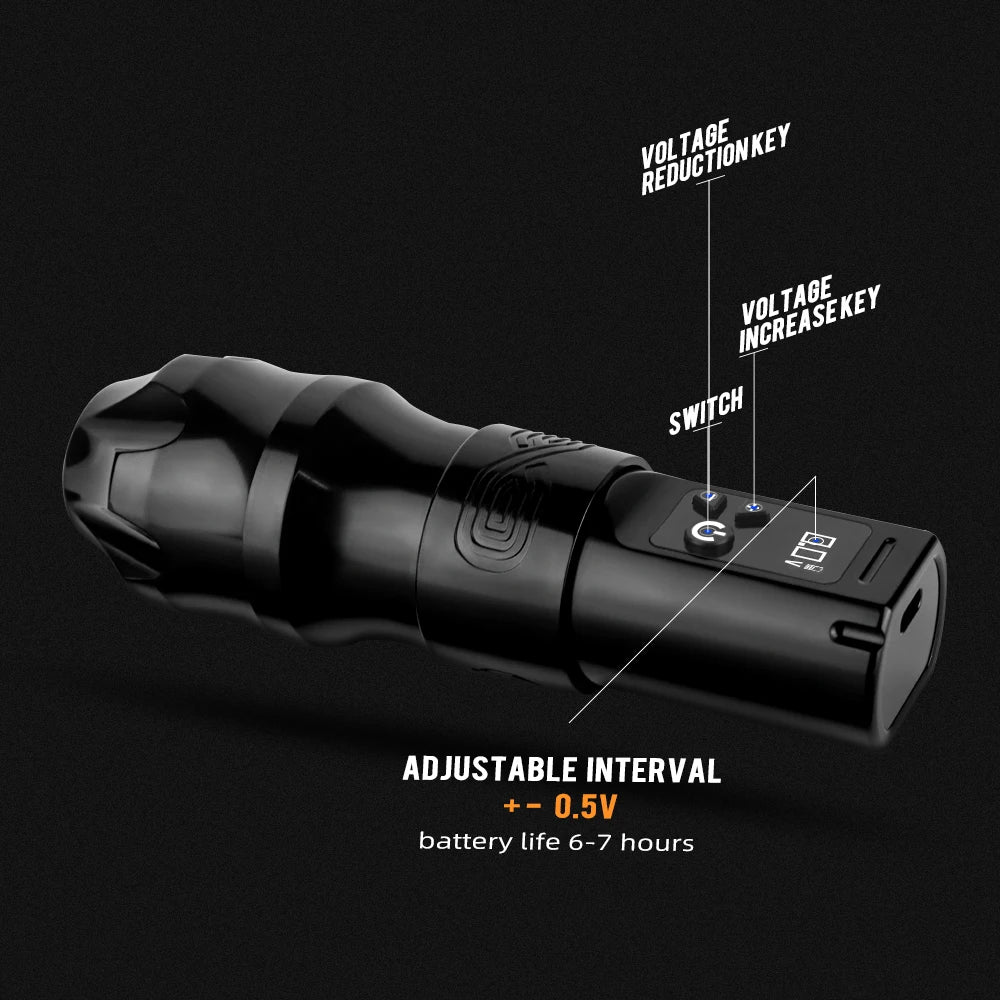 EXO - Tattoo Machine - Tattoo pen - Tattoo Set - Complete set voor beginners & gevorderden - Verstelbare slag 4mm - Tattoo Machine Pen - 10500Rpm - 2100mAh - Zwart