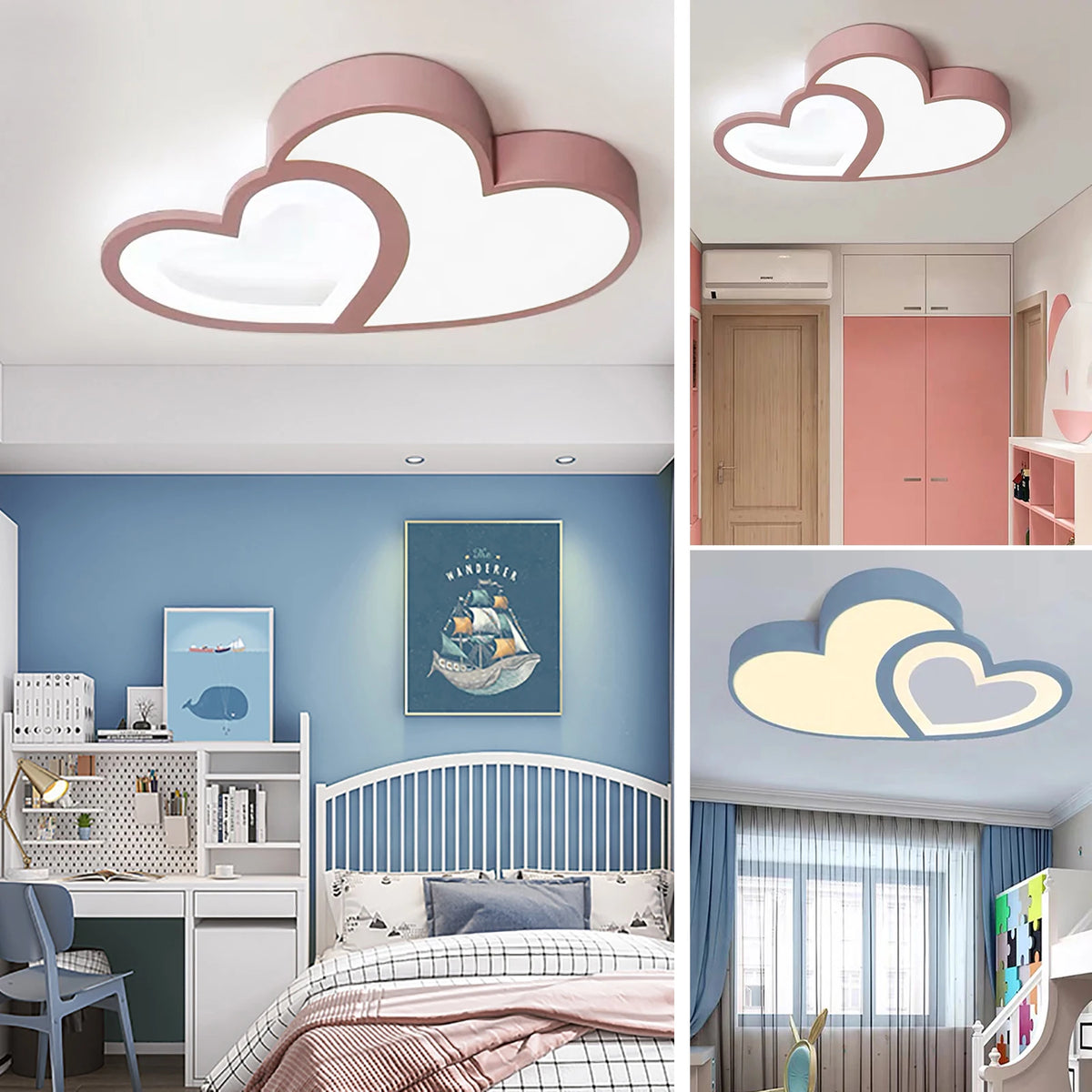 Ceiling lamp - Ceiling lamps - Ceiling light - Lamps - Children's room lamp - Dimmable - Baby lamp Light Cartoon - Pink Specifications