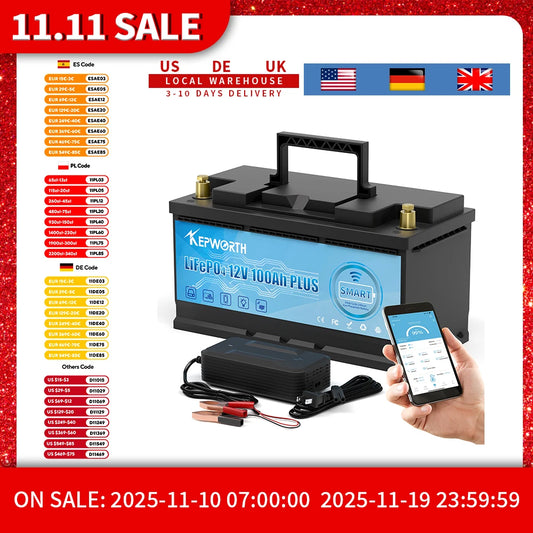 12V 100Ah LiFePO4 Accu – Lithium Accu – Caravan Accu – Boot Accu – Golfkar Accu – Bluetooth BMS – Lichtgewicht & Lange Levensduur - QUORE