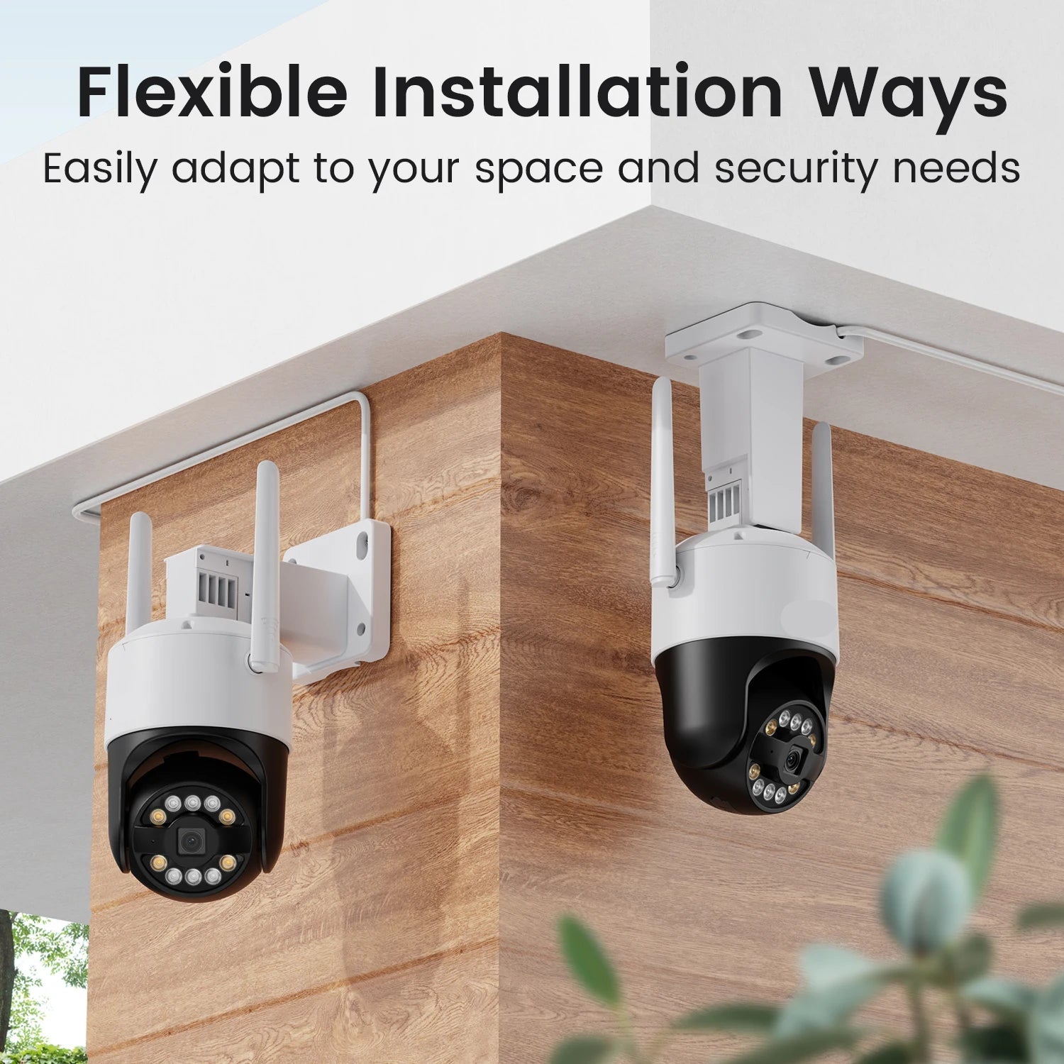 Beveiligingscamera – 4 Stuks - Camerabewaking – Inbraakbeveiliging – Buitencamera – Binnencamera – 4K Ultra HD – Pan & Tilt 360° draaibaar - QUORE