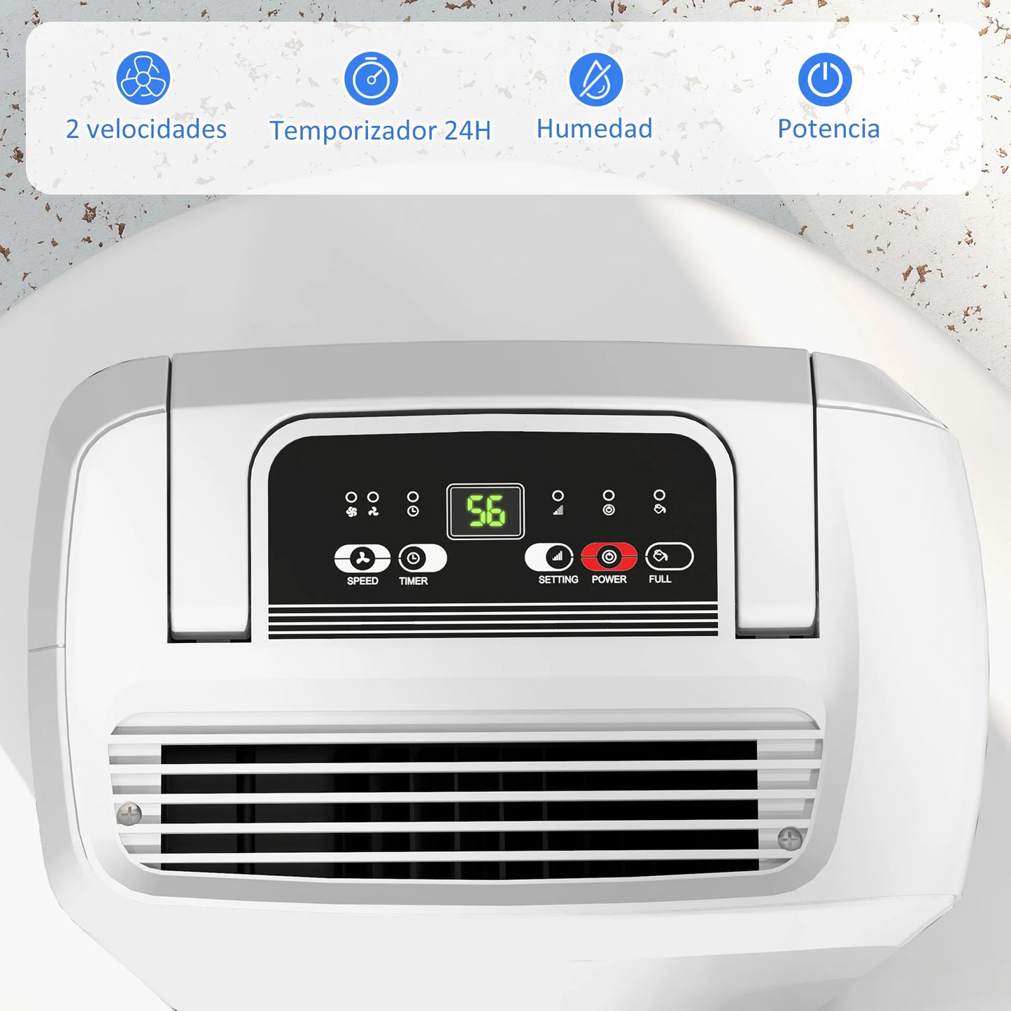 Ontvochtiger – Luchtontvochtiger – Dehumidifier – Vochtvreter – Luchtreiniger – Ontvochtigt 12L per Dag – 2L Waterreservoir - Wit