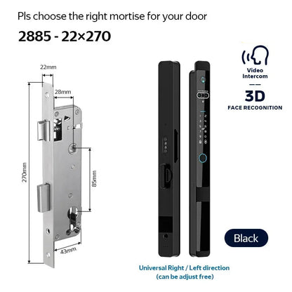 Smart Slot – Slimme Deurslot – Elektronisch Deurslot – Vingerafdrukslot – App Bediening – Verstelbaar 30-70mm – IP66 Waterdicht - 2885 - Zwart