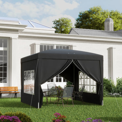 Pop-Up Paviljoen – Partytent – Tuinpaviljoen – Waterdichte Tent – Afneembare Zijwanden – Stalen Frame – UV-Bestendig - Zwart