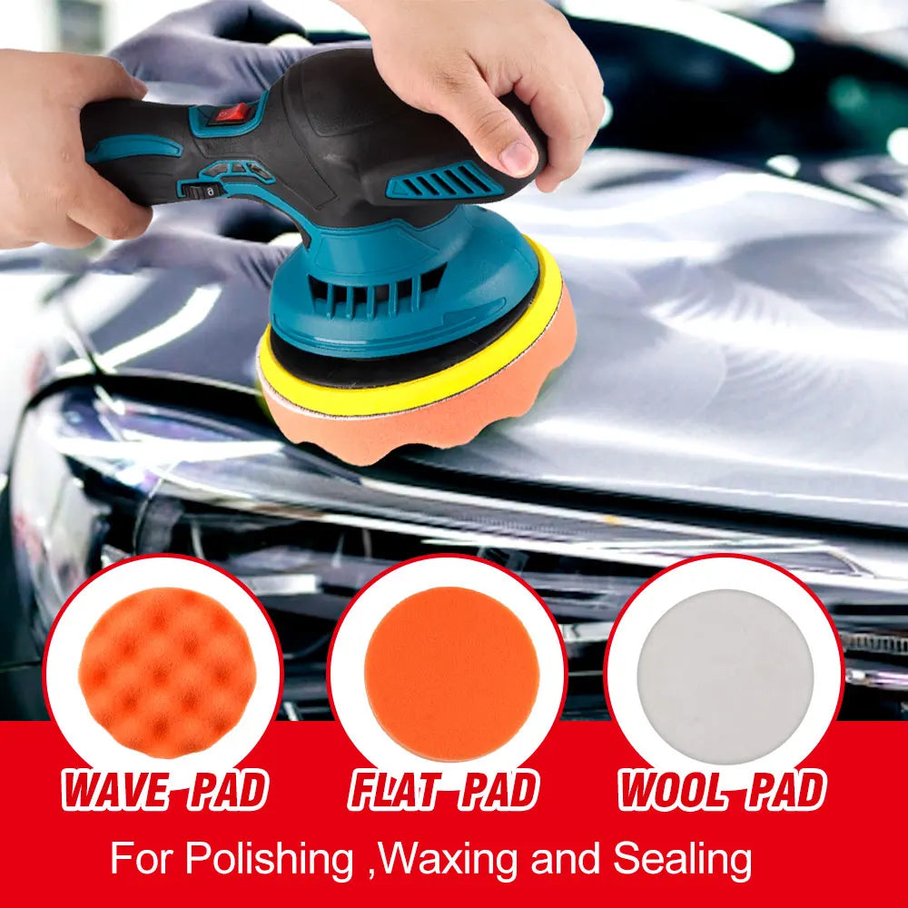 Polijstmachine Auto - Mini - Polijstmachine - Accu - Poetsmachine - 6000RPM Draadloos - 12V Elektrische - 6 Snelheden - Waxen - Compact - Krachtig -2 Batterijsets