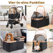 Dog Stroller - Dog Stroller Foldable - Stroller -- Pet Carrier - 2 in 1 - Foldable - with 360° Wear-resistant Rubber Wheels, Storage Basket