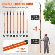 Vevor - Lopper - Hedge Trimmer - Manual Hedge Trimmer - Sharp Steel Blade - Garden Tools - Pruning High Branches - 7.3-27ft Extendable Tree Pruner - Orange