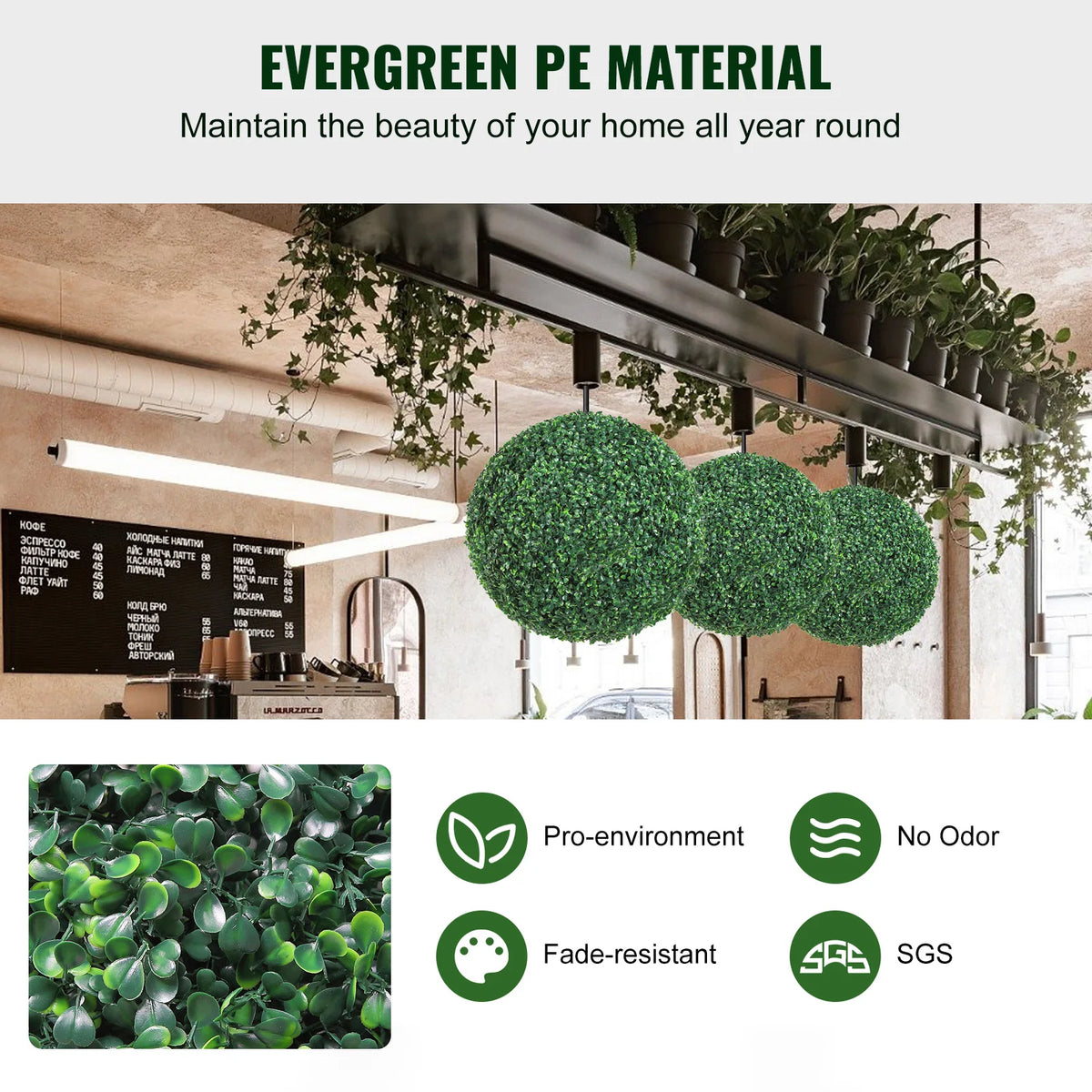 Kunstmatige Buxusbol - Plantendecoratie - Kunstplant - 20inch Tall - 472MM Diameter - Kunstmatig Buxus Heggenpaneel - Kunstplant - Home Goods - Groen