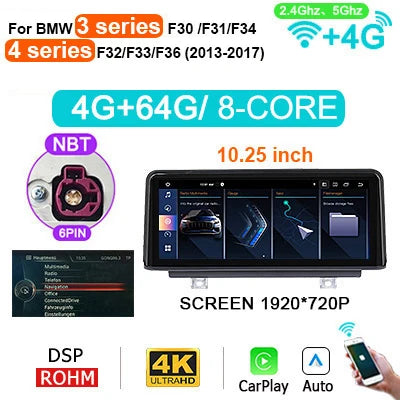 Android 14 Autoradio – Multimedia Systeem – Touchscreen Navigatie – Headunit Upgrade – Draadloos CarPlay – 10,25 Inch Display – 1920x720 Resolutie