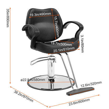 Kapperstoel -  Kapperskruk - Salonstoel -  Haarkapperstoel - Behandelstoel - 30x37x48.5 inch - 24.5kg - Zwart