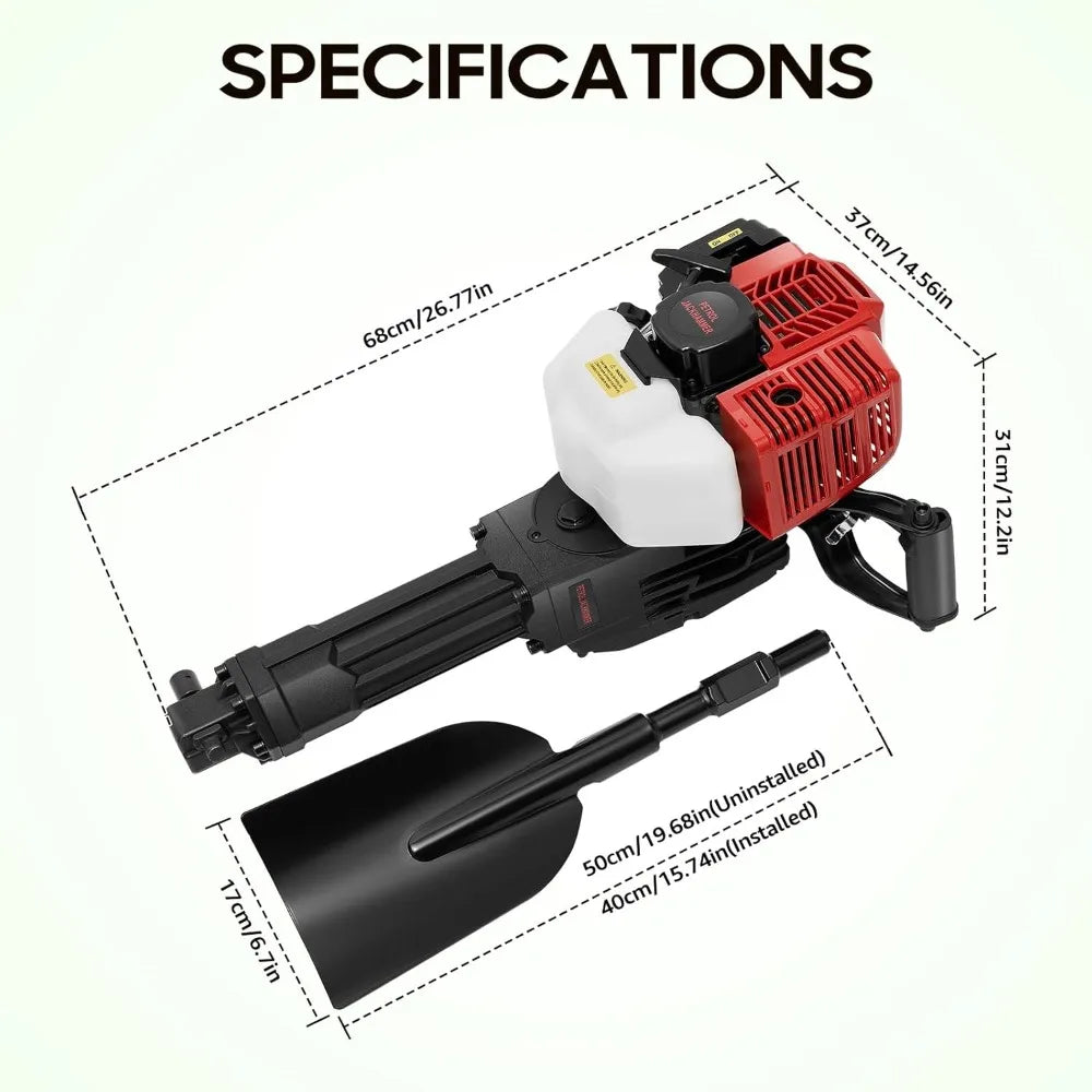 Grondboor Benzine - Grondboor - Tuinboor - Handheld Trench Digger - 52CC – 2-Takt Benzinemotor, Luchtgekoeld – Tuin- & Boomgraver in Zwart/Rood