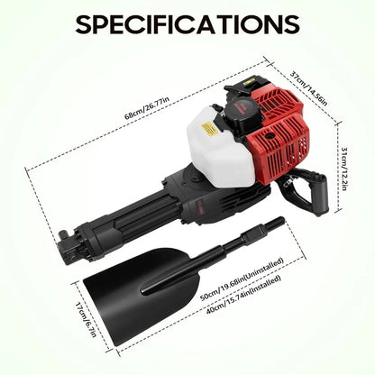 Grondboor Benzine - Grondboor - Tuinboor - Handheld Trench Digger - 52CC – 2-Takt Benzinemotor, Luchtgekoeld – Tuin- & Boomgraver in Zwart/Rood