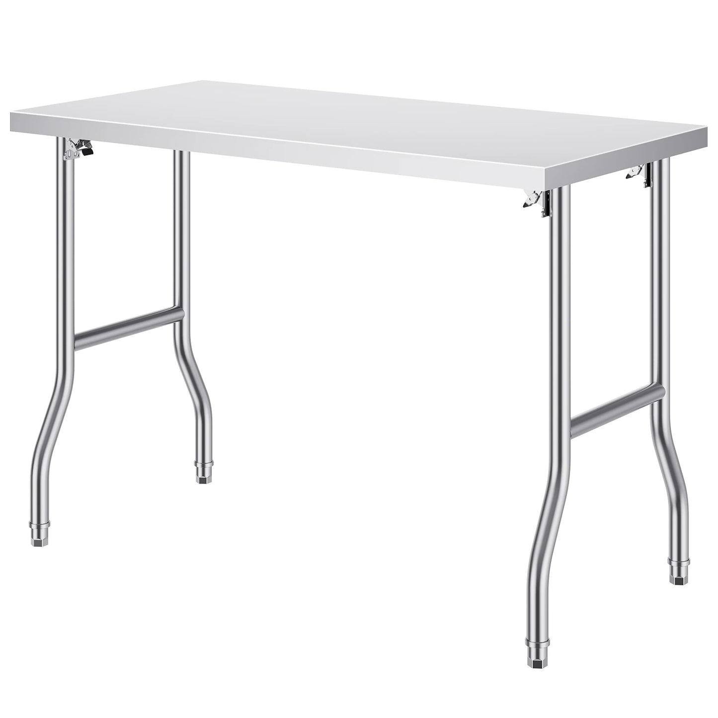 SucceBuy Single/Double-Shelf Professional Stainless Steel Open Kitchen Folding Work Prep Tables Easy Storage for Home Commercial