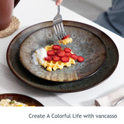 Servies - Servies set - 16 Stuks - Vintage Keramiek - Omvat diner/dessertbord - Kom - Koffiekopjes - Bruin