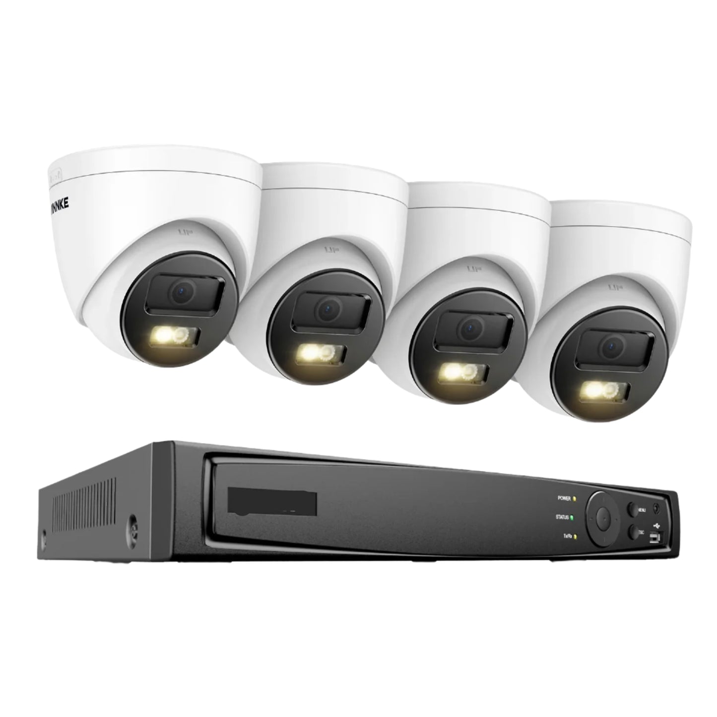 Complete 8-Kanaals Beveiligingscamera Set – Camerabewaking – Beveiligingssysteem – Cameraset – 12MP Haarscherp – Bewegingsdetectie Met Slimme Herkenning - 8-kanaals NVR met 4 camera’s - Build-in HDD: Geen