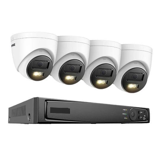 Complete 8-Kanaals Beveiligingscamera Set – Camerabewaking – Beveiligingssysteem – Cameraset – 12MP Haarscherp – Bewegingsdetectie Met Slimme Herkenning - 8-kanaals NVR met 4 camera’s - Build-in HDD: 1T