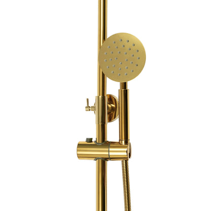 Douche - Regendouche - Douchewand - Douchekolom - Douchepanelen - Wandgemonteerde Regendoucheset - Verstelbare Hoogte - 3 Straalsoorten & Enkelhendel Mixer - Gouden - QUORE