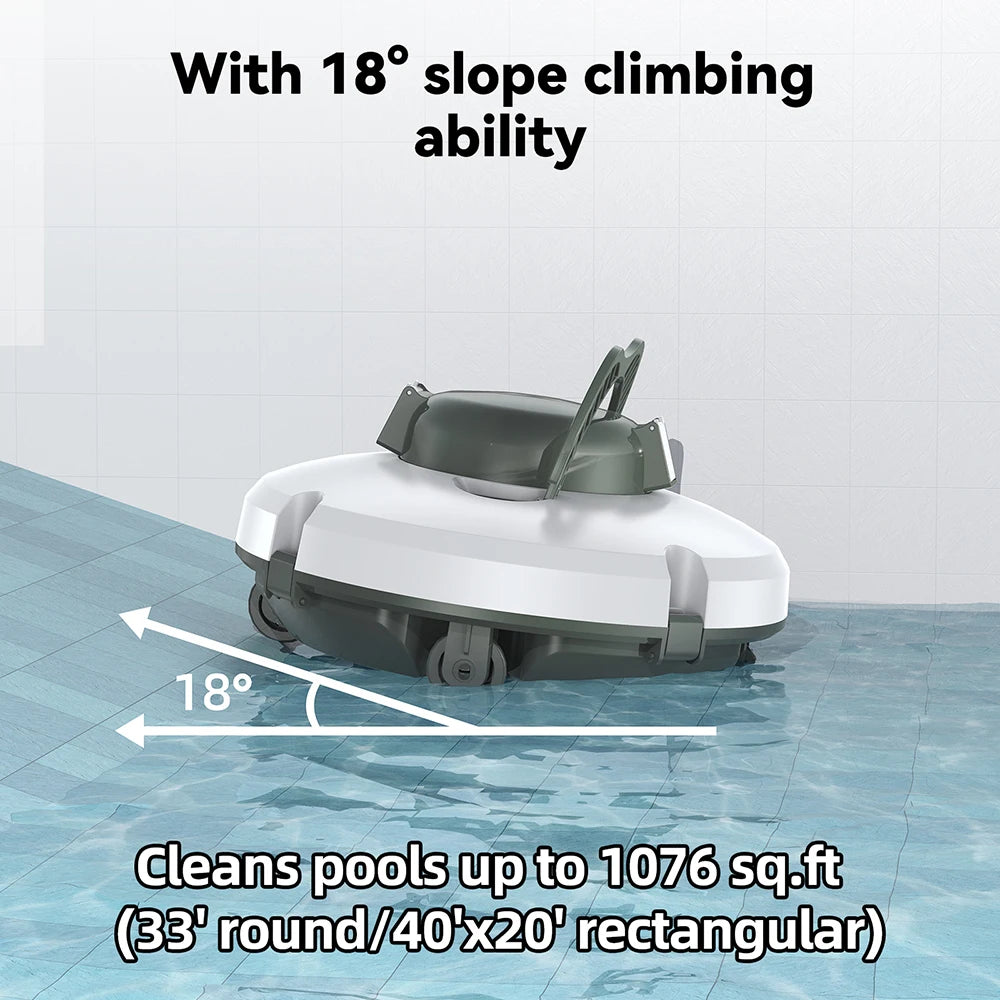 Zwembadstofzuigers - Zwembadrobot - Automatische Zwembadreiniger - met Automatisch Parkeren - IPX8 Waterdicht - Zwembadstofzuiger van 120 minuten - Huisdiervriendelijk - 5200mAh - 100-240V - Wit