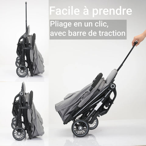 kinderwagen - Jogging buggy - Runner - Lichtgewicht kinderwagen - Baby kinderwagen - Kinderwagen - 0-60 maanden - Reizen - Opvouwbaar met één klik - Lichtgewicht - Verstelbare rugleuning - 4 zwenkwielen - Met schokdempers - Grijs